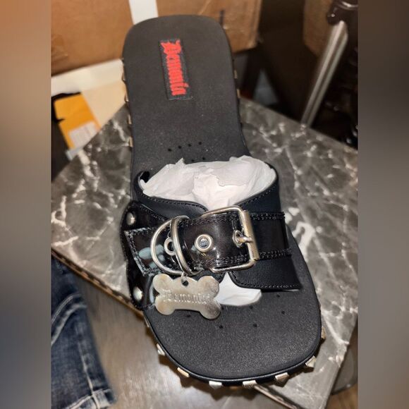 Demonia Studded Buckle Platform Sandals - Picture 4 of 6